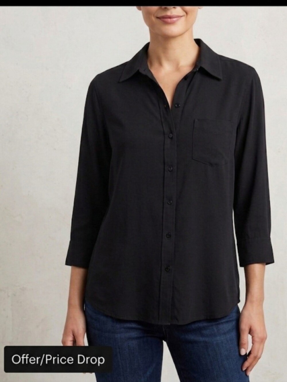 Elie Tahari Black Blouse with Logo Tag